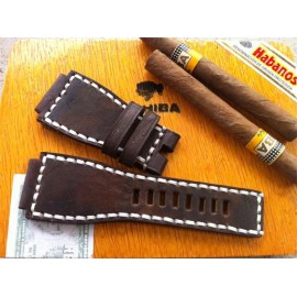 BR002 - Smokey Brown Leather Vintage with White Stitch